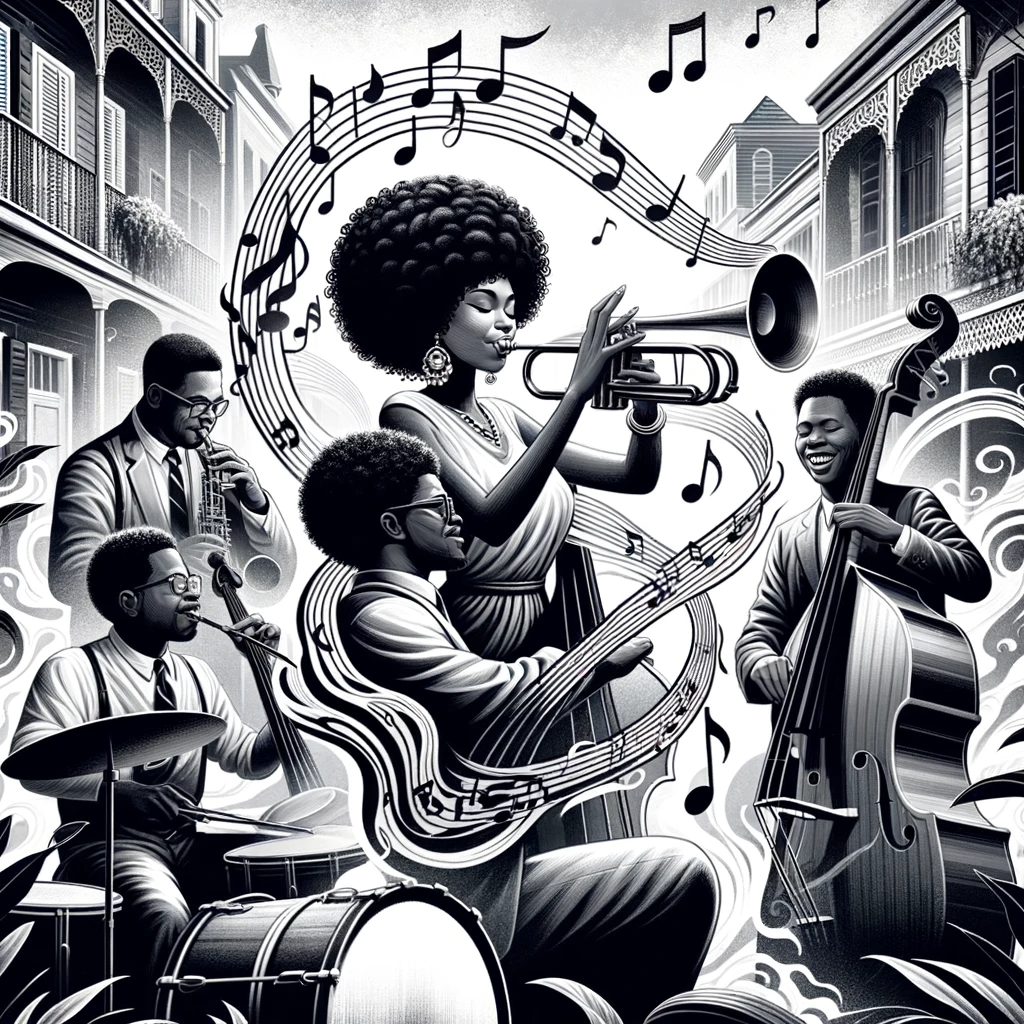 scène de Jazz Créole illustration